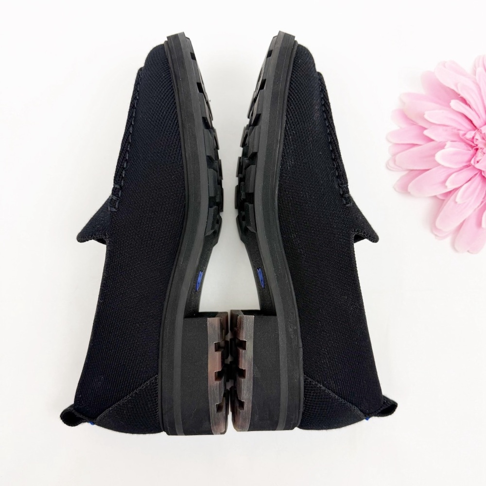 Rothy’s The Lug Loafer Shoes Onyx Black Wool - Picture 4 of 16